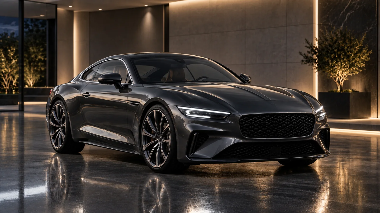 Luxury performance car in a contemporary setting